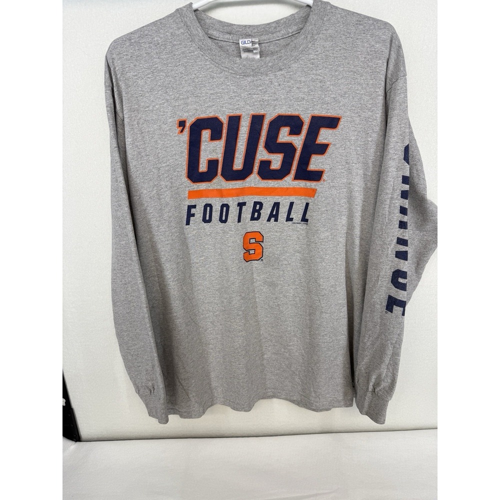 Gildan Syracuse‎ Orange Football Gray Long Sleeve Cotton T Shirt Size Large
